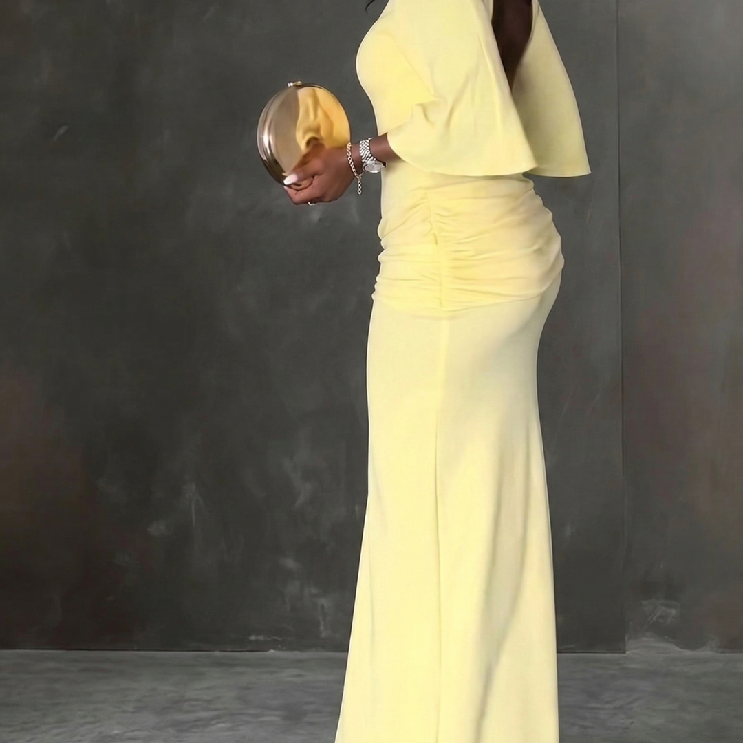 YELLOW MAXI DRESS WITH OPEN BACK