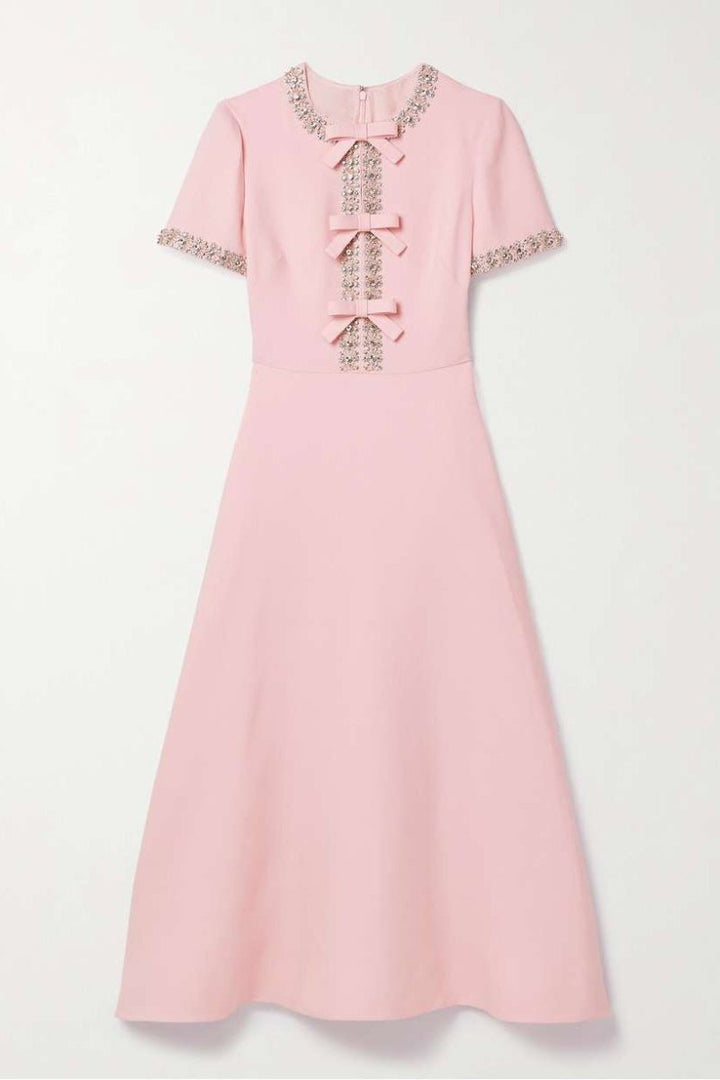 Aria™ | Midi Dress with Knot Detail Decorated with Crystals